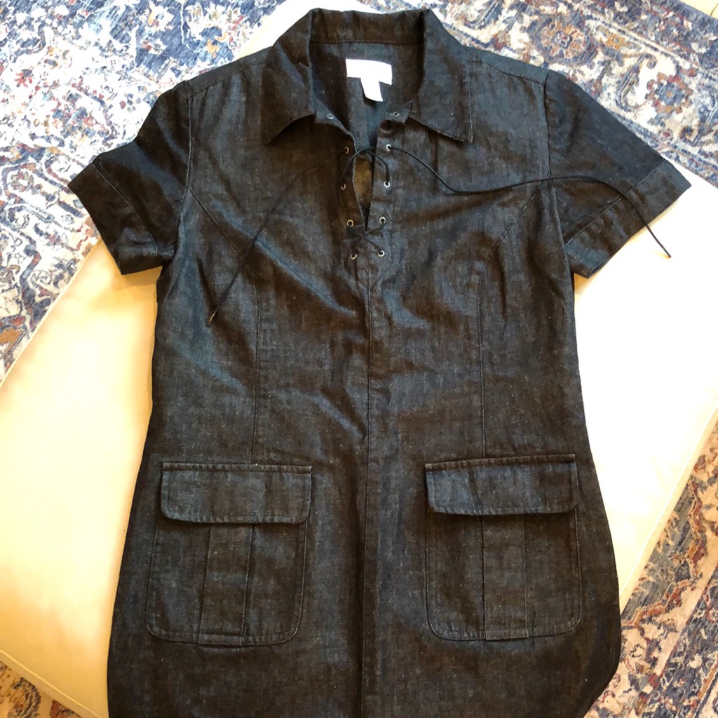 Talbots Black Cotton/Linen “Denim” Look Shift Dress